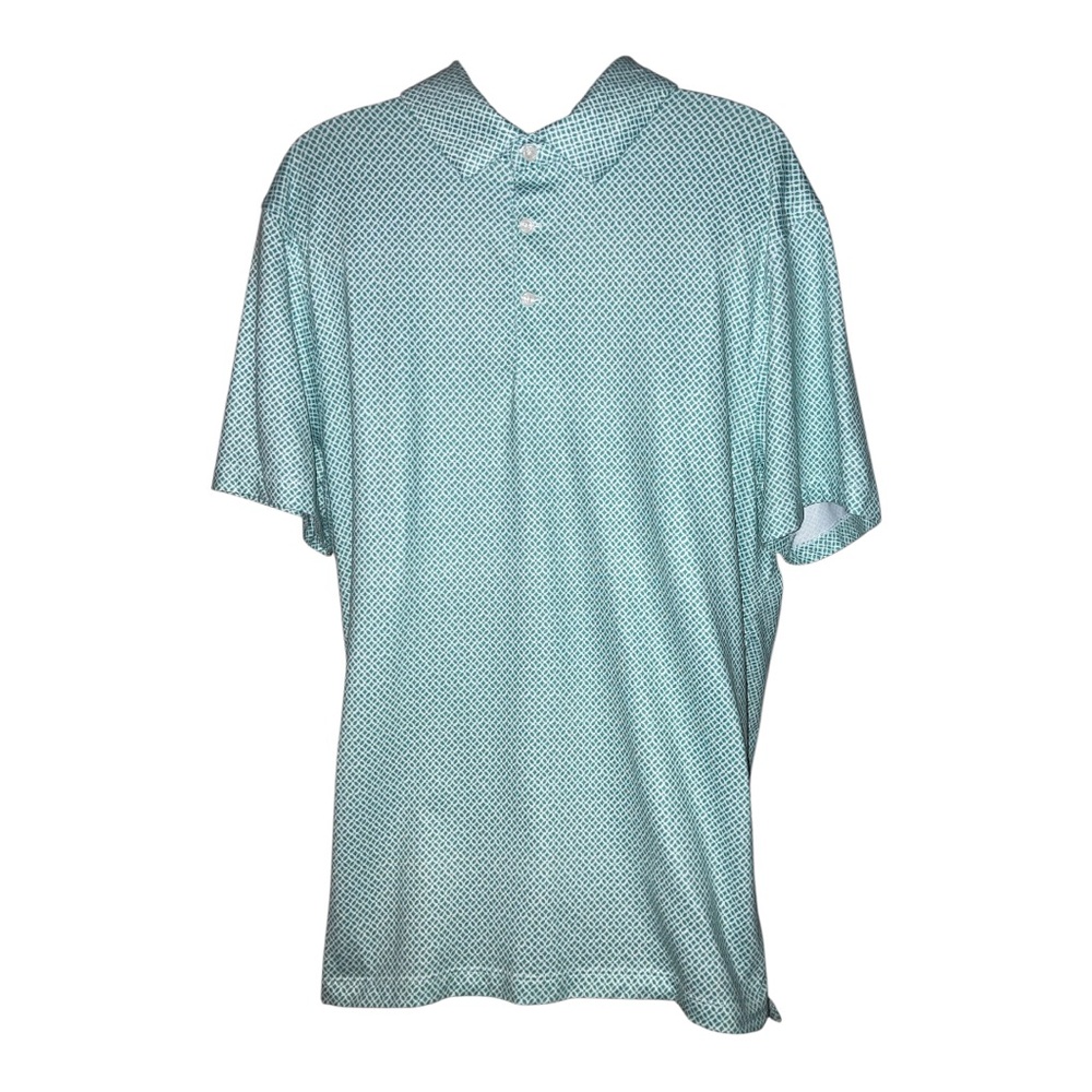 J.Crew Men's Performance Green/Mint Polo Short Sleeve Shirt Golf Print Large-EUC
